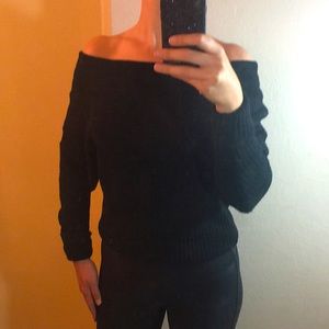 Lovestitch Off Shoulder Black Sweater Size Medium